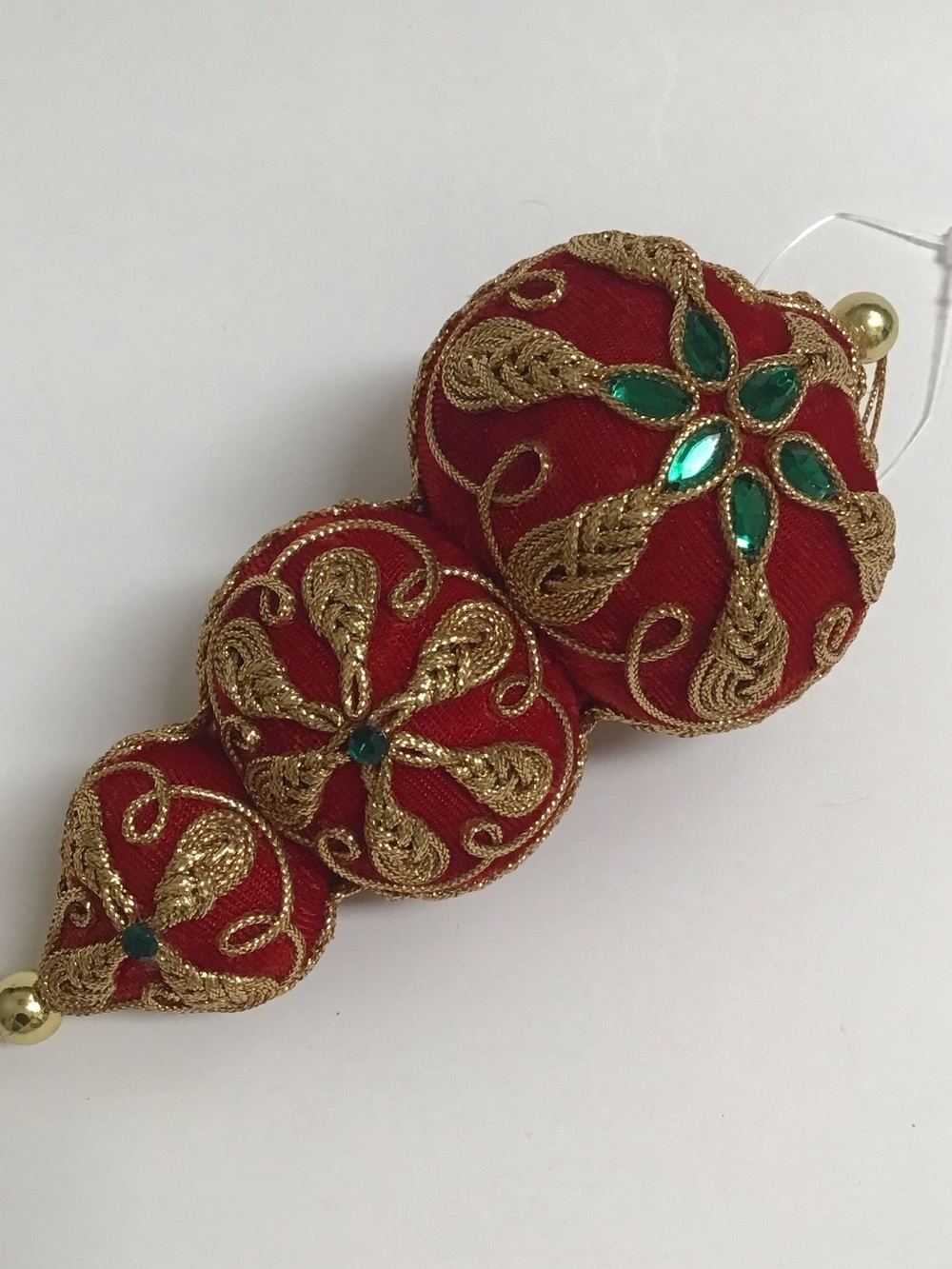 Victorian Look Christmas Tree Ornaments SET OF 3 Red Velvet Gold Trim Boots NEW - Picture 9 of 16